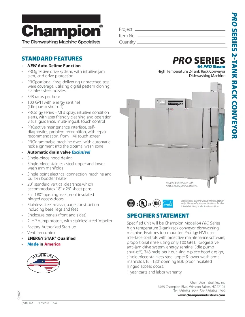 champion-industries-64-pro-steam-dishwasher-rack-conveyor-specsheet-260719m6hd7f.pdf