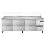 Continental Refrigerator PA93N-D, Refrigerated Counter, Pizza Prep Table, 93" W, (2) 12 X 20 X 6 Pans, Made In USA