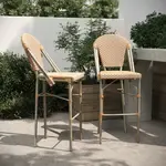Flash Furniture , 2-SDA-AD642001-F-BS-NATWH-LTNAT-GG, Indoor Outdoor Barstools, Stackable, Fade Resistant, White