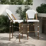 Flash Furniture , 2-SDA-AD642001-F-BS-WHGY-NAT-GG, Indoor Outdoor Barstools, Stackable, Fade Resistant, Gray
