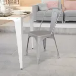 Flash Furniture , CH-31230-SIL-GG, Indoor Outdoor Chairs, Stackable, Silver