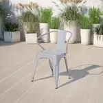 Flash Furniture , CH-31270-SIL-GG, Indoor Outdoor Chairs, Stackable, Silver, Bistro