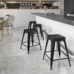 Flash Furniture CH-31320-24-BK-GG, Indoor Outdoor Barstools, Stackable, Black, Industrial