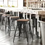 Flash Furniture , CH-31320-24-BK-PL2T-GG, Indoor Outdoor Barstools, With Footrest, Black, Modern