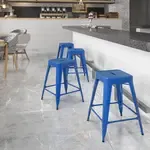 Flash Furniture CH-31320-24-BL-GG, Indoor Outdoor Barstools, Stackable, Blue, Industrial