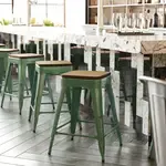 Flash Furniture , CH-31320-24-GN-PL2T-GG, Indoor Outdoor Barstools, With Footrest, Green, Modern