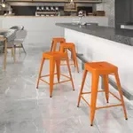 Flash Furniture CH-31320-24-OR-GG, Indoor Outdoor Barstools, Stackable, Orange, Industrial