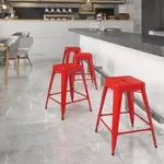 Flash Furniture CH-31320-24-RED-GG, Indoor Outdoor Barstools, Stackable, Red, Industrial