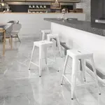 Flash Furniture CH-31320-24-WH-GG, Indoor Outdoor Barstools, Stackable, White, Industrial