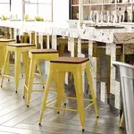 Flash Furniture , CH-31320-24-YL-PL2T-GG, Indoor Outdoor Barstools, With Footrest, Yellow, Modern