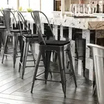 Flash Furniture , CH-31320-24GB-BK-PL2B-GG, Indoor Outdoor Barstools, With Footrest, Black, Modern