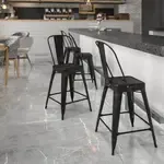 Flash Furniture , CH-31320-24GB-BQ-GG, Indoor Outdoor Barstools, Stackable
