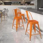 Flash Furniture , CH-31320-24GB-OR-GG, Indoor Outdoor Barstools, Stackable