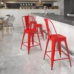 Flash Furniture , CH-31320-24GB-RED-GG, Indoor Outdoor Barstools, Stackable