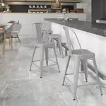 Flash Furniture , CH-31320-24GB-SIL-GG, Indoor Outdoor Barstools, Stackable