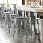 Flash Furniture , CH-31320-24GB-SIL-PL2G-GG, Indoor Outdoor Barstools, With Footrest, Gray, Modern