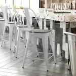 Flash Furniture , CH-31320-24GB-WH-PL2G-GG, Indoor Outdoor Barstools, With Footrest, Gray, Modern