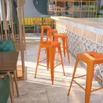 Flash Furniture CH-31320-30-OR-GG, Indoor Outdoor Barstools, Stackable, Orange, Industrial