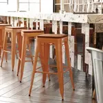 Flash Furniture , CH-31320-30-OR-PL2T-GG, Indoor Outdoor Barstools, With Footrest, Orange, Modern