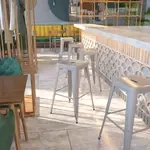 Flash Furniture CH-31320-30-SIL-GG, Indoor Outdoor Barstools, Stackable, Silver, Industrial