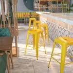Flash Furniture CH-31320-30-YL-GG, Indoor Outdoor Barstools, Stackable, Yellow, Industrial