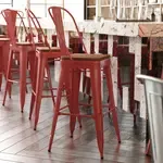 Flash Furniture , CH-31320-30GB-RED-PL2T-GG, Indoor Outdoor Barstools, With Footrest, Red, Modern