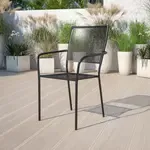 Flash Furniture , CO-2-BK-GG, Indoor Outdoor Chairs, Square, Stackable, Black