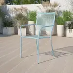Flash Furniture , CO-2-SKY-GG, Indoor Outdoor Chairs, Square, Stackable, Sky Blue