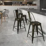 Flash Furniture , ET-3534-24-COP-GG, Indoor Outdoor Barstools, Stackable, Bistro