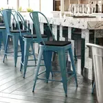 Flash Furniture , ET-3534-24-KB-PL1B-GG, Indoor Outdoor Barstools, Blue, Curved