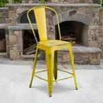 Flash Furniture , ET-3534-24-YL-GG, Indoor Outdoor Barstools, Stackable, Bistro