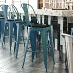 Flash Furniture , ET-3534-30-KB-PL1B-GG, Indoor Outdoor Barstools, Blue, Curved