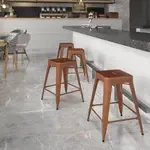 Flash Furniture ET-BT3503-24-POC-GG, Indoor Outdoor Barstools, Stackable, Copper, Industrial