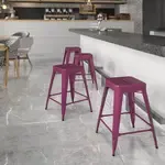 Flash Furniture ET-BT3503-24-PUR-GG, Indoor Outdoor Barstools, Stackable, Purple, Industrial