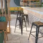 Flash Furniture , ET-BT3503-30-BK-GG, Indoor Outdoor Barstools, Stackable, Black, Industrial
