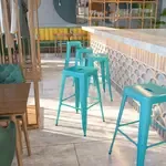 Flash Furniture , ET-BT3503-30-CB-GG, Indoor Outdoor Barstools, Stackable, Blue, Industrial