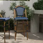 Flash Furniture , SDA-AD642001-BS-NVYWH-NAT-GG, Indoor Outdoor Barstools, Stackable, Fade Resistant, Navy