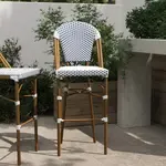 Flash Furniture , SDA-AD642001-F-BS-WHNVY-NAT-GG, Indoor Outdoor Barstools, Stackable, Fade Resistant, White