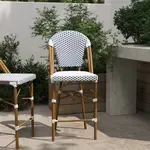 Flash Furniture , SDA-AD642001-F-CS-WHNVY-NAT-GG, Indoor Outdoor Barstools, Stackable, Fade Resistant, White