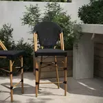 Flash Furniture , SDA-AD642107-CS-BK-NAT-GG, Indoor Outdoor Barstools, Stackable, Fade Resistant, Black