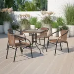 Flash Furniture , TLH-073R-DK-BN-GG, Indoor Outdoor Tables, Square, Black