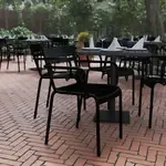 Flash Furniture , XU-CH-10318-ARM-BK-GG, Indoor Outdoor Chairs, Stackable, Weather Resistant, Black